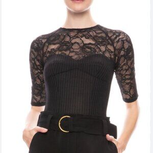 Fleur du Mal Magnolia Lace Bodysuit - Black, S